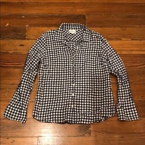 J. Crew Navy Gingham Long Sleeve Button Down Shirt